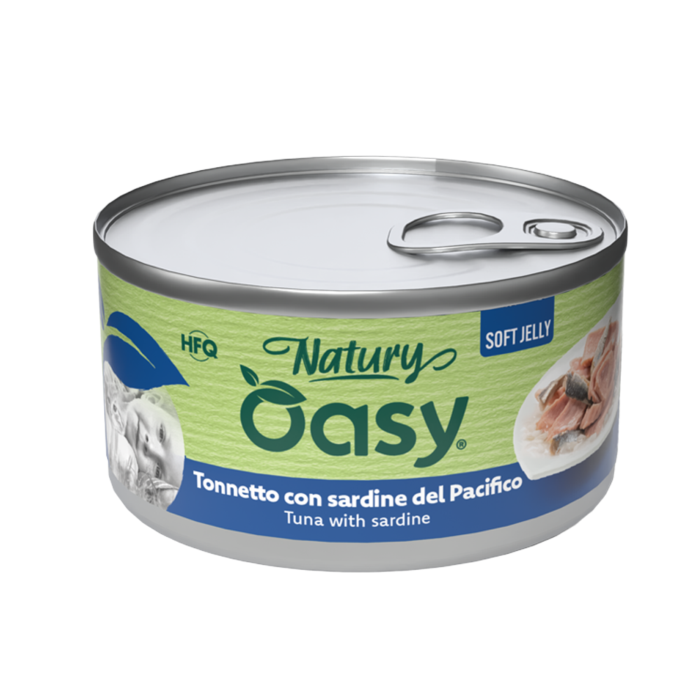 OASY Natury Conservă pentru pisici, cu ton și sardine, în jeleu 85g