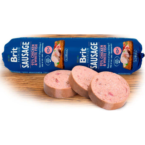 Salam pentru caini Brit Premium Pui&Peste alb 800g