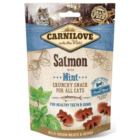 Recompense pentru pisici Carnilove Cat Crunchy Somon si menta 50g