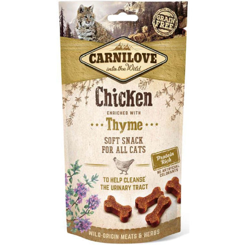 Recompense pentru pisici Carnilove Cat Semi-moist Pui si cimbru 50g