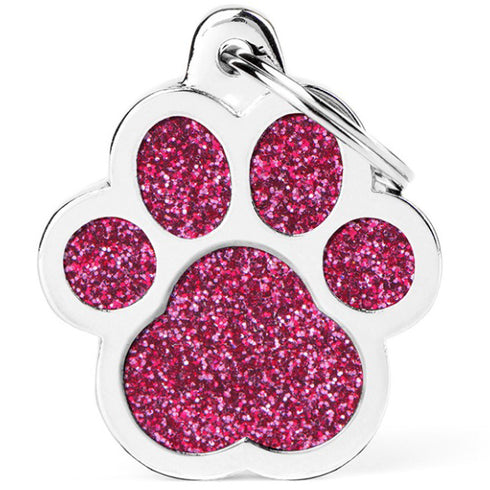 Medalion tag pentru caini MyFamily Os L Glitter Pink