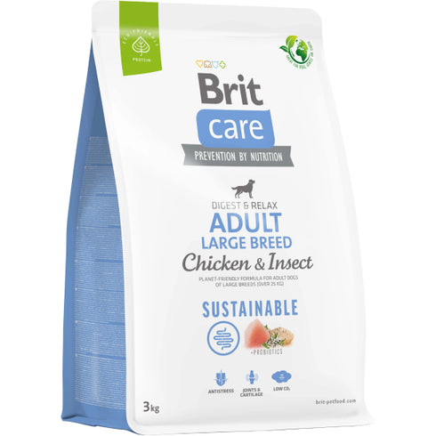 Hrana uscata pentru caini Brit Care Sustainable Adult Large Breed Pui si insecte 3kg