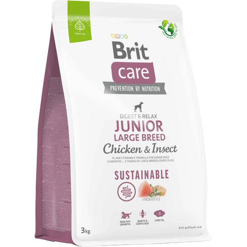 Hrana uscata pentru caini Brit Care Sustainable Junior Large Breed Pui si insecte 3kg