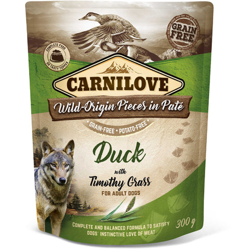 Hrana umeda pentru caini Carnilove Dog Rata si timoftica 300g