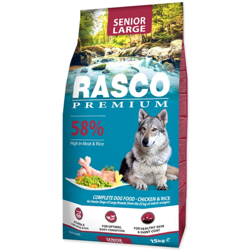 Hrana uscata pentru caini Rasco Premium Senior Large Pui si orez 15kg