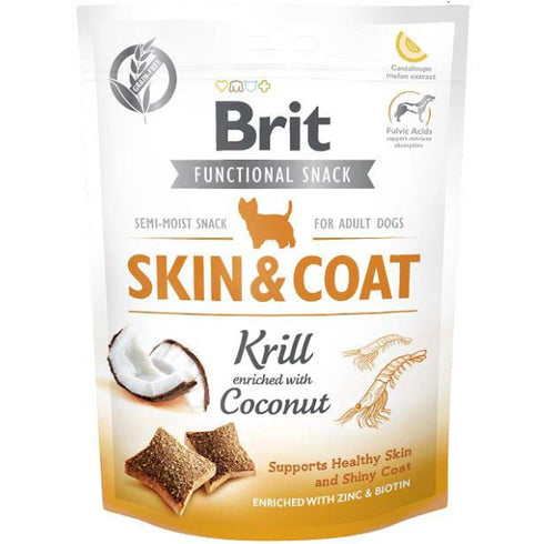 Recompensa pentru caini Brit Care FS Sking&Coat Krill 150g