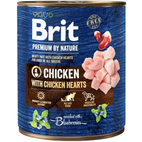Hrana umeda pentru caini Brit Premium Pui cu inimi 800g