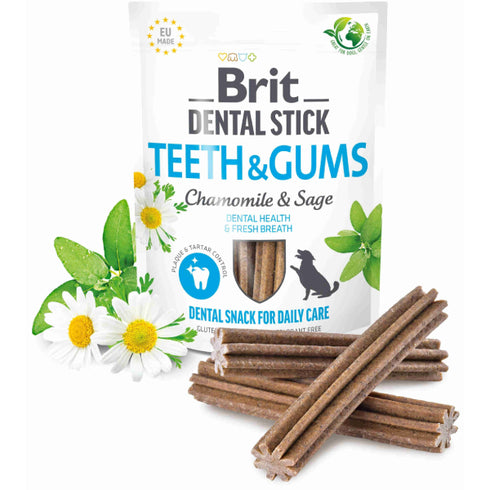 Recompensa pentru caini Brit Snack Dental Musetel&Salvie 251g 7buc