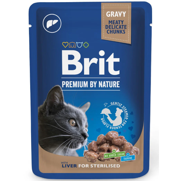 Hrana umeda pentru pisici Brit Premium Sterilised Ficat 100g