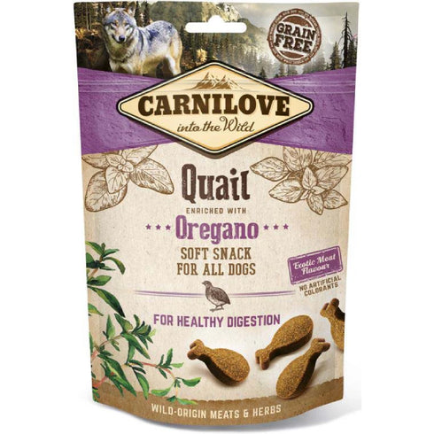 Recompense pentru caini Carnilove Semi Moist Snack Prepelita&Oregano 200g