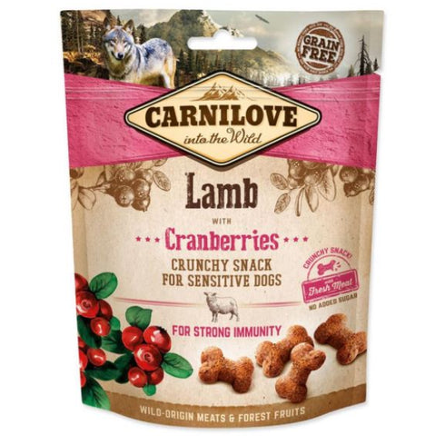 Recompense pentru caini Carnilove Crunchy Snack Miel si merisoare 200g