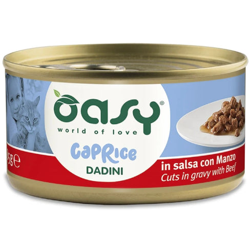 Hrana umeda pentru pisici Oasy Caprice Bucati de vita in sos 85g