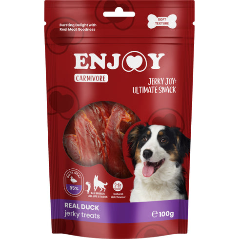 Recompense pentru caini Enjoy Carnivore Real Duck Jerky Treats 100g