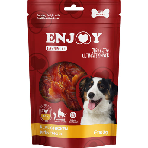 Recompense pentru caini Enjoy Carnivore Real Chicken Jerky Treats 100g