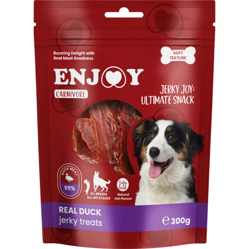 Recompense pentru caini Enjoy Carnivore Real Duck Jerky Treats 300g