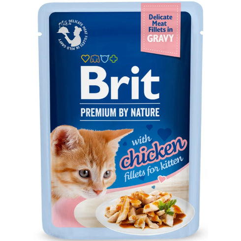 Hrana umeda pentru pisici Brit Premium Delicate Kitten Fileuri pui in sos 85g