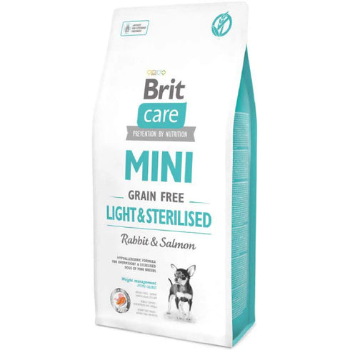 Hrana uscata pentru caini Brit Care Mini Grain Free Light&Sterilised Iepure&Somon 400g