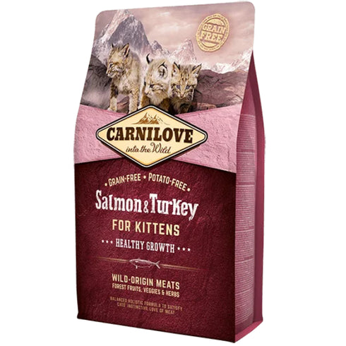 Hrana uscata pentru pisici Carnilove Kitten Somon si curcan 400g