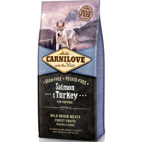 Hrana uscata pentru caini Carnilove Dog Puppy Somon si Curcan 12kg