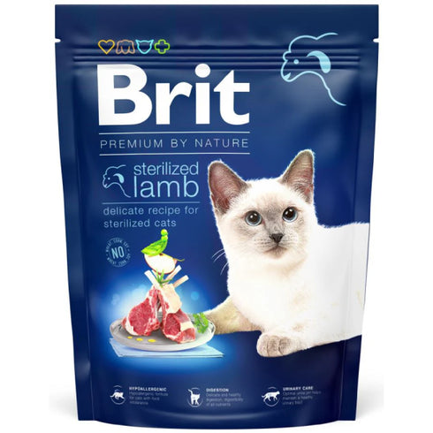 Hrana uscata pentru pisici Brit Premium Cat Sterilised Miel 300g