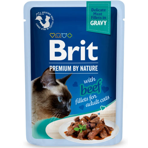 Hrana umeda pentru pisici Brit Premium Delicate Fileuri de vita in sos 85g