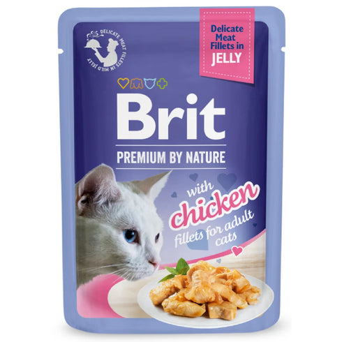 Hrana umeda pentru pisici Brit Premium Delicate Fillets Pui in jeleu 85g