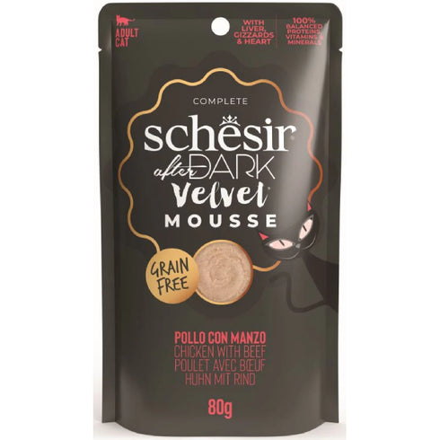 Hrana umeda pentru pisici Schesir After Dark Velve Mousse Pui si vita 80g