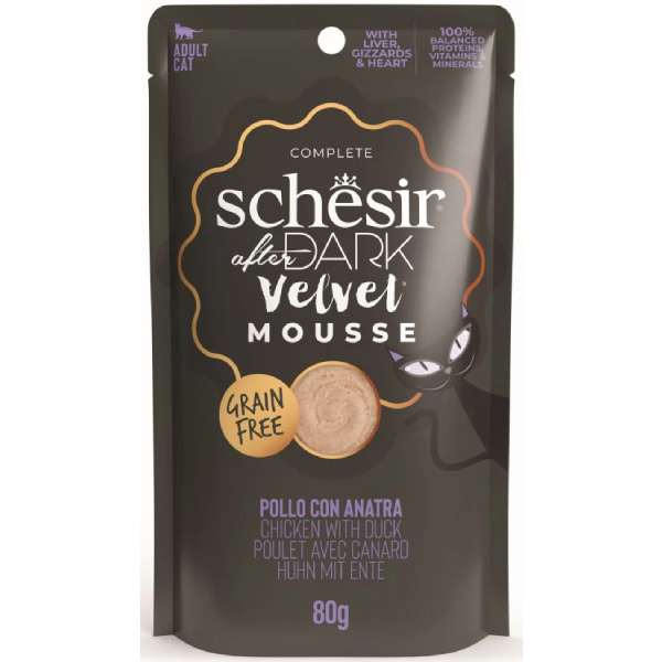Hrana umeda pentru pisici Schesir After Dark Velvet Mousse Pui si Rata 80g