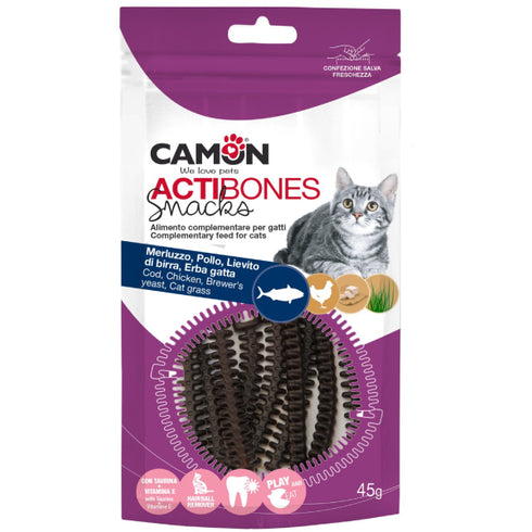 Recompense pentru pisici Camon CAM-AF240 Actibones Cod/Pui 45g