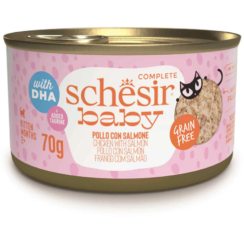 Hrana umeda pentru pisici Schesir Baby Cat Somon si pui 70g