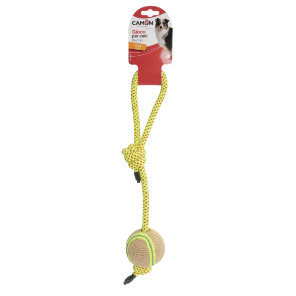 Jucarie pentru caini Camon CAM-A806/U Bila din iuta cu maner din bumbac 7x50cm