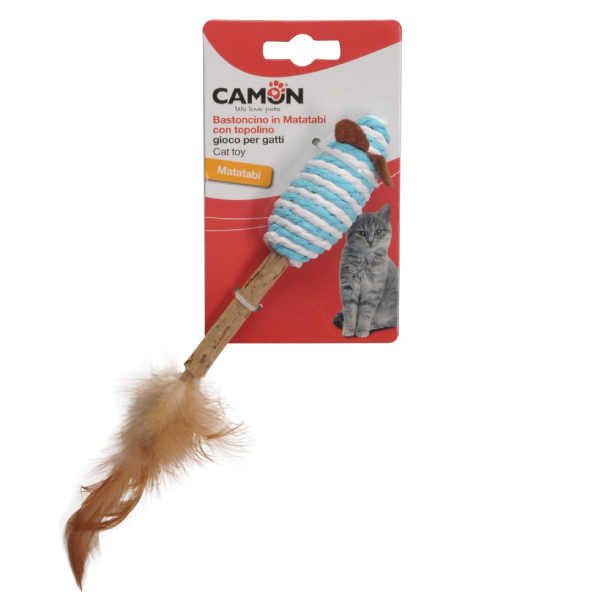 Jucarie pentru pisici Camon CAM-AG113 Soricel cu franghie 14cm