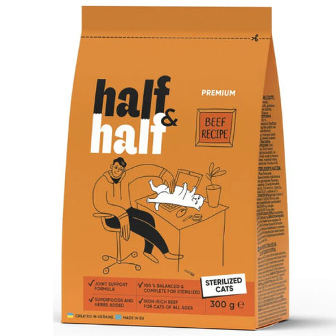 Hrana uscata pentru pisici Half&Half Sterilised Vita 300g