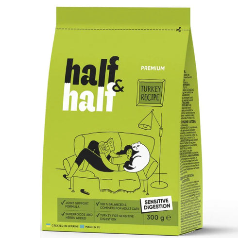 Hrana uscata pentru pisici Half&Half Curcan 300g