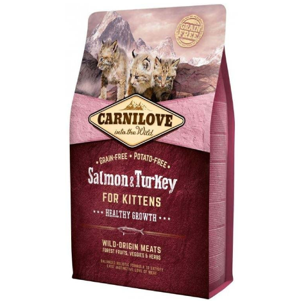 Hrana uscata pentru pisici Carnilove Kitten Somon si curcan 6kg