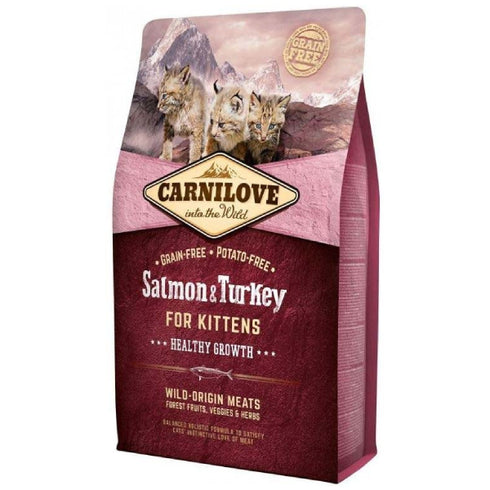Hrana uscata pentru pisici Carnilove Kitten Somon si curcan 6kg