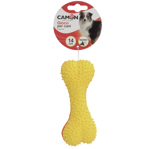 Jucarie pentru caini Camon CAM-AH214/A Os din latex si bumbac 14cm