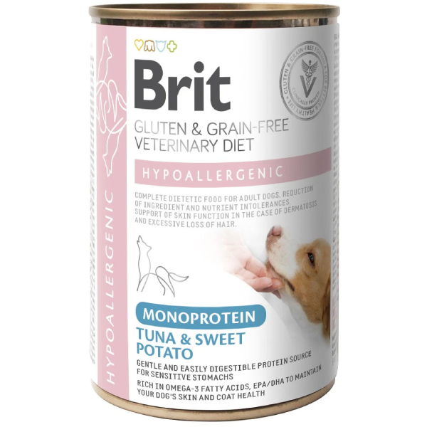 Hrana umeda pentru caini Brit Grain Free VD Hypoallergenic Monoprotein Ton si Cartof dulce 400g