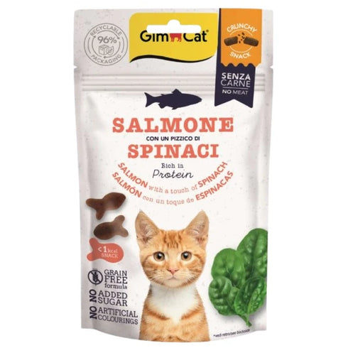 Recompense pentru pisici Gimcat Crunchy Somon cu spanac 50g