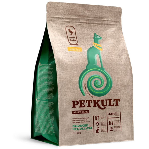 Hrana uscata pentru pisici Petkult Cat Adult Care Balanced Life Pui 400g