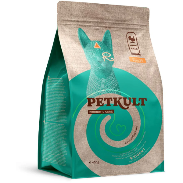 Hrana uscata pentru pisici Petkult Adult Cat Probiotics Exigent Fresh Curcan 400g