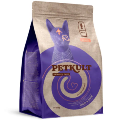 Hrana uscata pentru pisici Petkult Cat Probiotics Hair&Skin Fresh Somon 400g