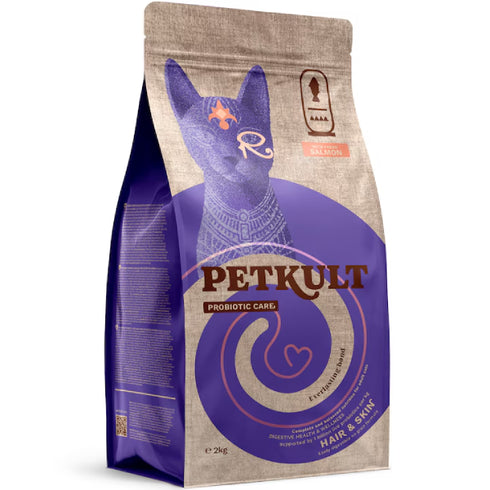 Hrana uscata pentru pisici Petkult Cat Probiotics Hair&Skin Fresh Somon 2kg