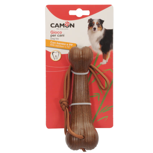 Jucarie pentru caini Camon Os din bambus cu sfoara 16.5cm