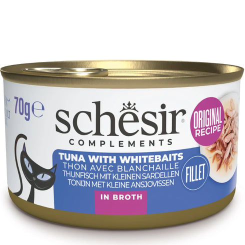 Hrana umeda pentru pisici Schesir Ton si pestisori in supa 70g
