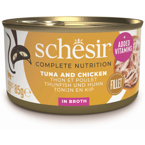Hrana umeda pentru pisici Schesir Ton&Pui in supa 85g