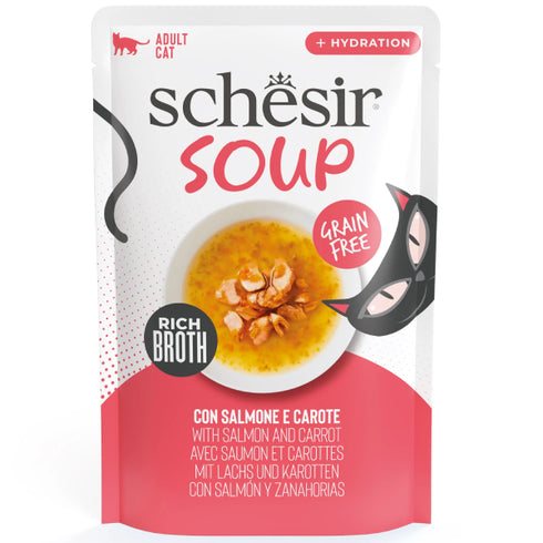 Hrana umeda pentru pisici Schesir Soup Somon Morcov 40g