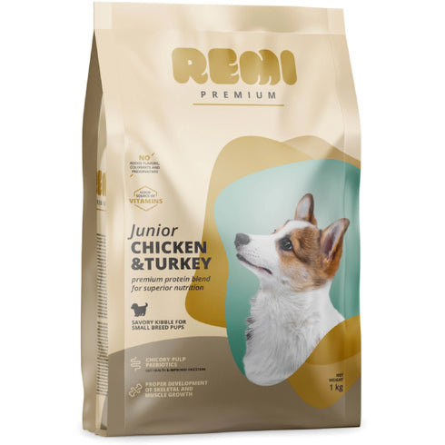 Hrana uscata pentru caini Remi Premium Junior Small Pui si Curcan 1kg