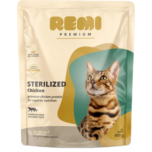 Hrana uscata pentru pisici Remi Premium Sterilized Pui 400g
