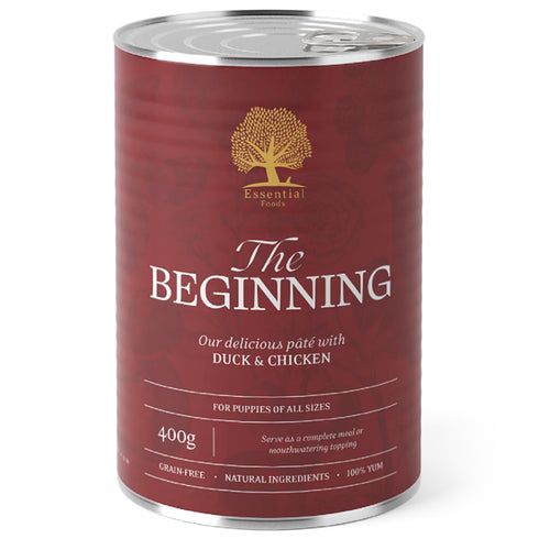 Hrana umeda pentru caini Essential Pate Beginning Rata si pui 400g